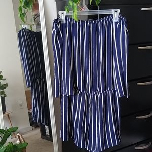 Striped Off Shoulder Romper